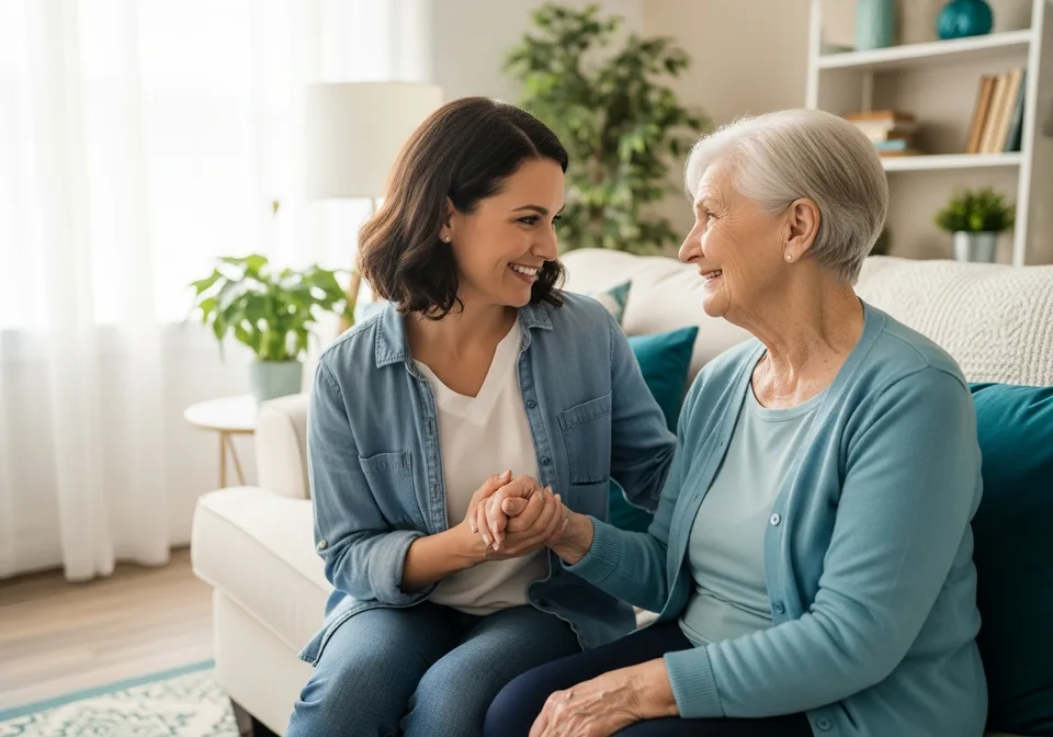 Family caregiver supporting an older adult at home
